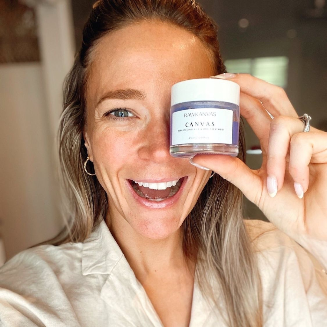 Image of woman with RAWKANVAS skincare
