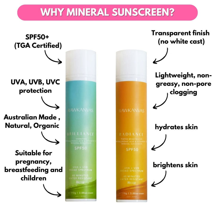 Radiance: Tinted Brightening Hyaluronic Acid & Vitamin C Mineral Sunscreen SPF50